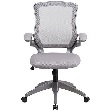 Emma and Oliver Mid-Back Black Mesh Swivel Ergonomic Task Office Chair with Gray Frame