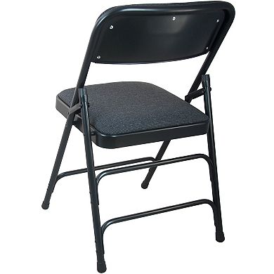 Emma and Oliver 2-Pack Black Padded Metal Folding Chair with Fabric Seat