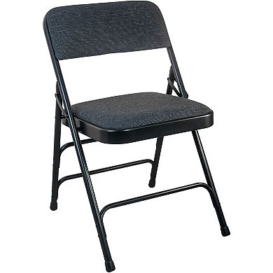 Emma and Oliver 2-Pack Black Padded Metal Folding Chair with Fabric Seat