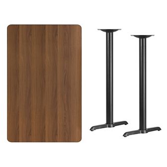 Emma and Oliver 30"x48" Mahogany Laminate Bar Table Top-5"x22" Bases
