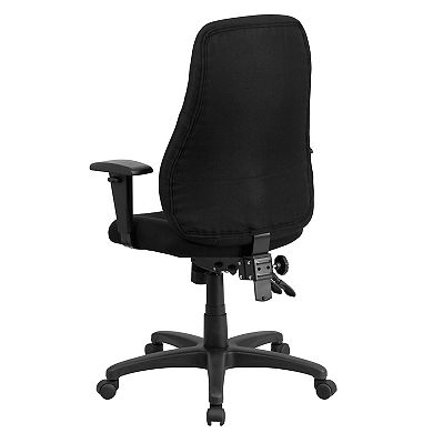 Emma and Oliver High Back Black Fabric Swivel Ergonomic Task Office Chair with Arms