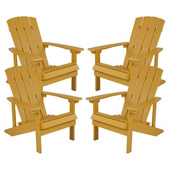 Emma and Oliver Set of 4 Outdoor Green All-Weather Poly Resin Wood Adirondack Chairs