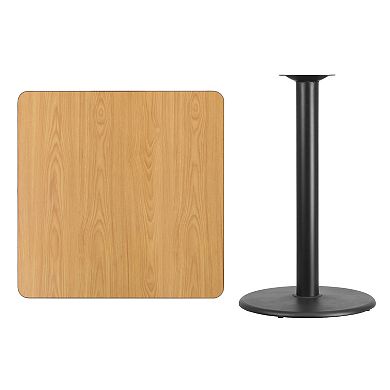 Emma and Oliver 36" Square Black Laminate Bar Table Top-24"RD Base