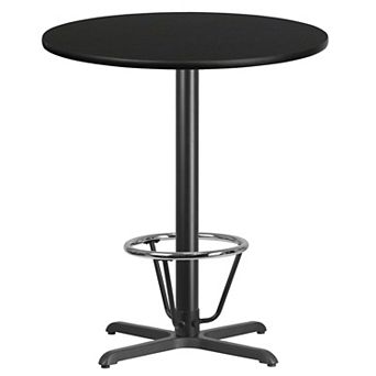 Emma and Oliver 36"RD Black Laminate Bar Table Top-30"x30" Base/Foot Ring