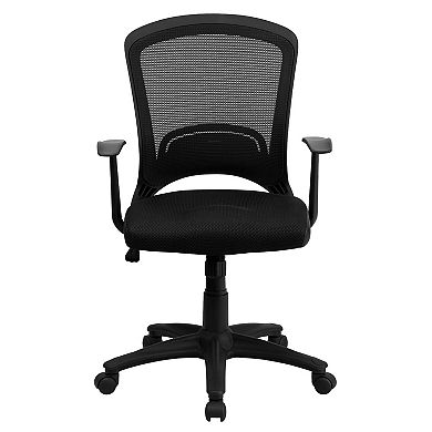 Emma and Oliver Mid-Back Designer Black Mesh Swivel Task Office Chair with Arms