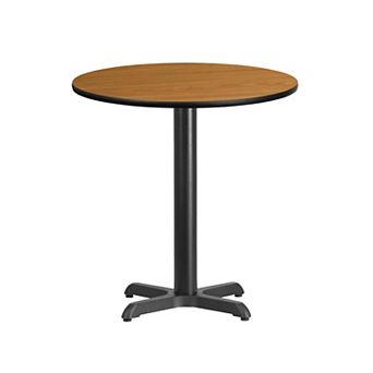 Emma and Oliver 24" Round Walnut Laminate Table Top with 22"x22" Table Height Base
