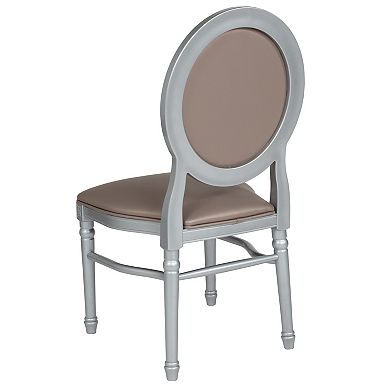 Emma and Oliver King Louis Dining/Desk Chair with Taupe Vinyl Back and Seat & Silver Frame