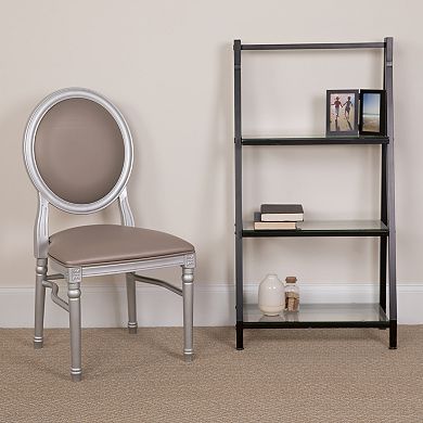 Emma and Oliver King Louis Dining/Desk Chair with Taupe Vinyl Back and Seat & Silver Frame