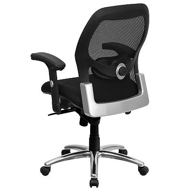 Emma and Oliver Mid-Back Black Mesh Executive Office Chair with Knee Tilt and Adjustable Lumbar & Arms