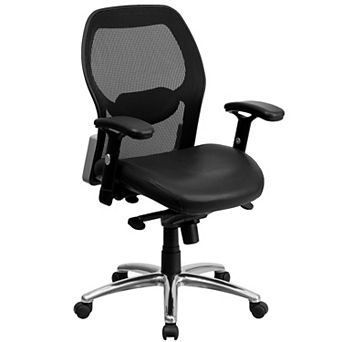 Emma and Oliver Mid-Back Black Mesh Executive Office Chair with Knee Tilt and Adjustable Lumbar & Arms