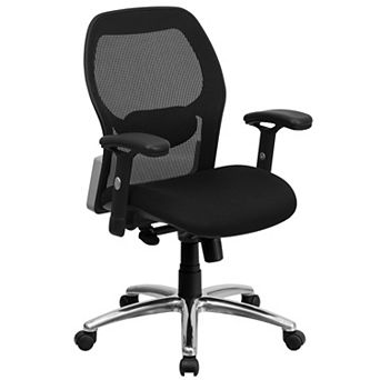 Emma and Oliver Mid-Back Black Mesh Executive Office Chair with Knee Tilt and Adjustable Lumbar & Arms