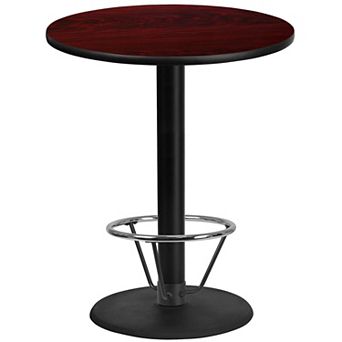 Emma and Oliver 36"RD Mahogany Laminate Bar Table Top-24"RD Base/Foot Ring