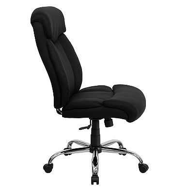 Emma and Oliver 400 lb. Big & Tall High Back Black Fabric Full Headrest Ergonomic Office Chair