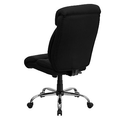 Emma and Oliver 400 lb. Big & Tall High Back Black Fabric Full Headrest Ergonomic Office Chair