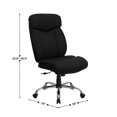 Emma and Oliver 400 lb. Big & Tall High Back Black Fabric Full Headrest Ergonomic Office Chair