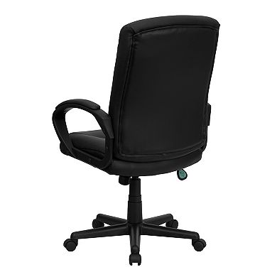 Emma and Oliver Mid-Back Black LeatherSoft Three Line Horizontal Stitch Swivel Office Chair