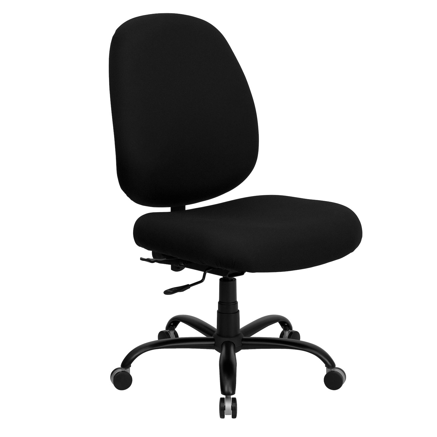 Emma + Oliver Black LeatherSoft Side Chair with Lumbar Support and Sled Base