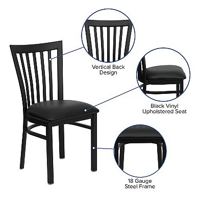 Emma and Oliver Black School House Back Metal Restaurant Chair - Walnut Wood Seat