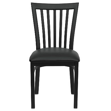 Emma and Oliver Black School House Back Metal Restaurant Chair - Walnut Wood Seat
