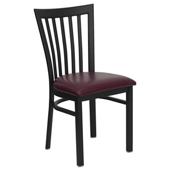 Emma and Oliver Black School House Back Metal Restaurant Chair - Walnut Wood Seat