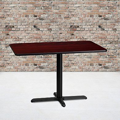 Emma and Oliver 24"x42" Rectangular Mahogany Laminate Table Top with 23.5"x29.5" Base