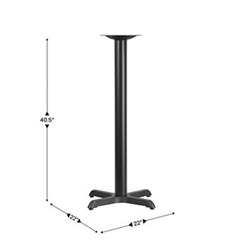 Emma and Oliver 22" x 22" Restaurant Table X-Base with 3" Dia. Bar Height Column