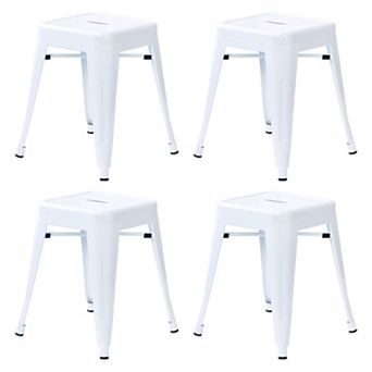 Emma and Oliver 18 Inch Table Height Indoor Stackable Metal Dining Stool-Set of 4