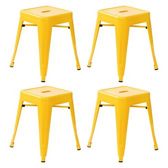 Emma and Oliver 18 Inch Table Height Indoor Stackable Metal Dining Stool-Set of 4