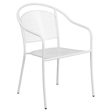 Emma and Oliver Commercial Grade 35.5" Square Black Patio Table Set-2 Round Back Chairs
