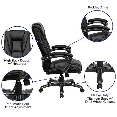Emma and Oliver High Back Black LeatherSoft Layered Ergonomic Office Chair with Smoke Metal Base