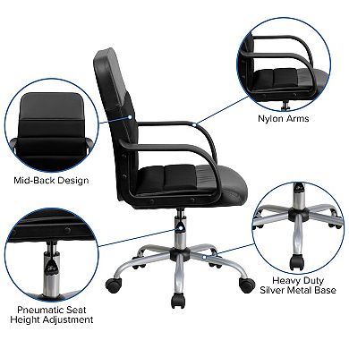 Emma and Oliver Mid-Back Black LeatherSoft and Mesh Swivel Task Office Chair with Arms