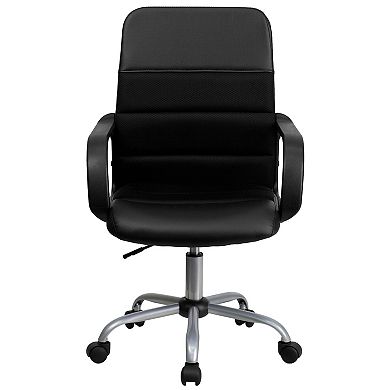Emma and Oliver Mid-Back Black LeatherSoft and Mesh Swivel Task Office Chair with Arms