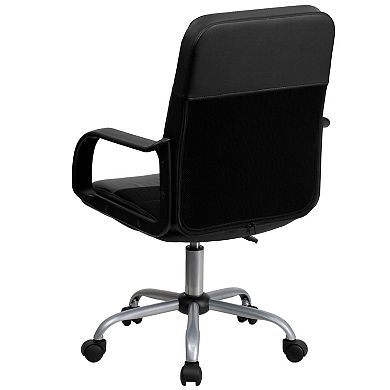 Emma and Oliver Mid-Back Black LeatherSoft and Mesh Swivel Task Office Chair with Arms