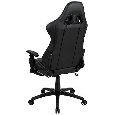Emma and Oliver Z300 Gaming Chair Racing Office Ergonomic Computer Chair with Fully Reclining Back and Slide-Out Footrest in Gray LeatherSoft