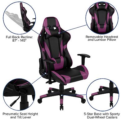 Emma and Oliver Z200 Fully Reclining Racing Gaming Ergonomic Chair, Blue LeatherSoft