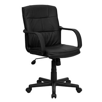 Emma and Oliver Mid-Back Black LeatherSoft Swivel Task Office Chair with Arms