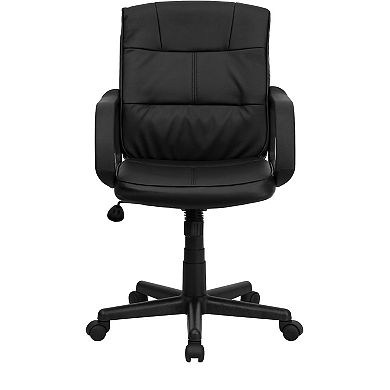 Emma and Oliver Mid-Back Black LeatherSoft Swivel Task Office Chair with Arms