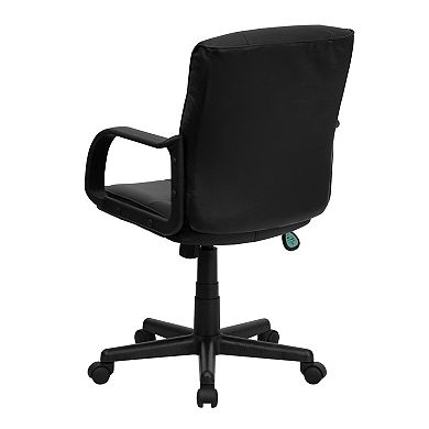 Emma and Oliver Mid-Back Black LeatherSoft Swivel Task Office Chair with Arms