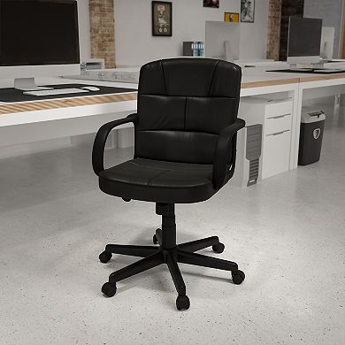 Emma and Oliver Mid-Back Black LeatherSoft Swivel Task Office Chair with Arms