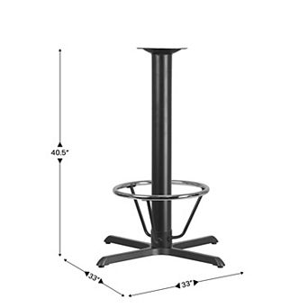 Emma and Oliver 33" x 33" Restaurant Table X-Base with 4" Dia. Bar Height Column & Foot Ring