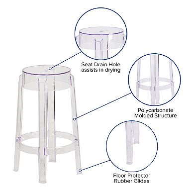 Emma and Oliver 25.75"H Transparent Counter Height Stool