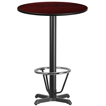 Emma and Oliver 30"RD Black Laminate Bar Table Top-22"x22" Base/Foot Ring