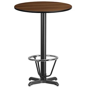 Emma and Oliver 30"RD Black Laminate Bar Table Top-22"x22" Base/Foot Ring