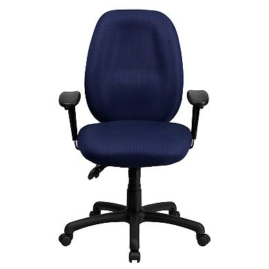 Emma and Oliver High Back Black Fabric Ergonomic Swivel Office Chair with Adjustable Arms