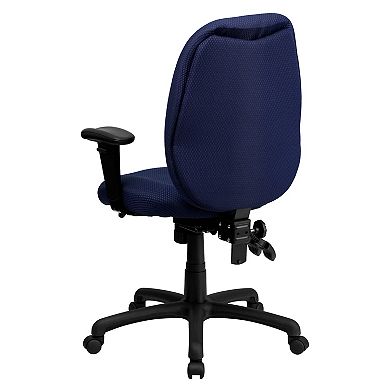 Emma and Oliver High Back Black Fabric Ergonomic Swivel Office Chair with Adjustable Arms