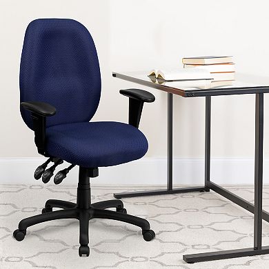 Emma and Oliver High Back Black Fabric Ergonomic Swivel Office Chair with Adjustable Arms