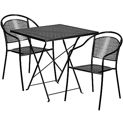 Emma And Oliver Commercial Grade 28" Square Black Indoor-outdoor Steel