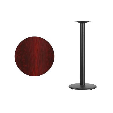 Emma and Oliver 24"RD Walnut Laminate Bar Table Top-18"RD Base