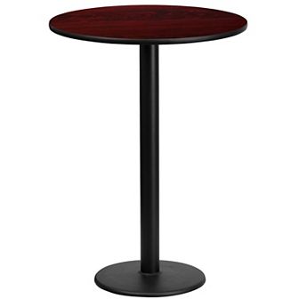 Emma and Oliver 24"RD Walnut Laminate Bar Table Top-18"RD Base