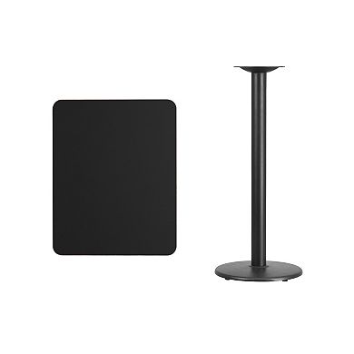 Emma and Oliver 24"x30" Black Laminate Bar Table Top-18"RD Base